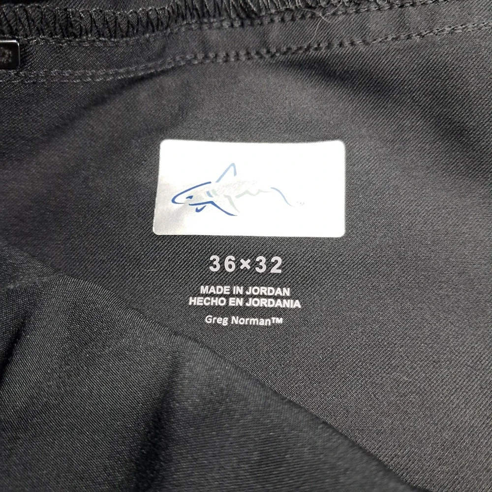 Greg Norman Mens Black Performance Golf Pants 36x32 Stretch 5-Pocket Flat Front